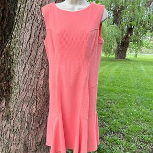 Betsey Johnson peach sheath dress waffle material 12